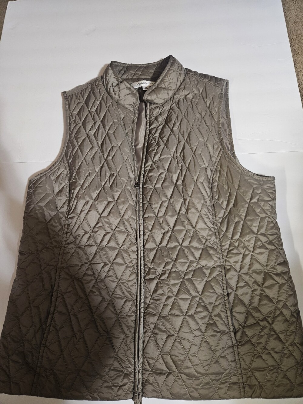 Croft & Barrow Womens Quilted Taupe Vest XL